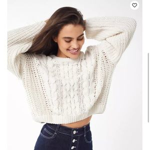 Urban Outfitters - Lily Chenille Cable Knit Sweater in Ivory/White (Size Small)